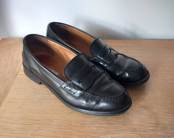 Vintage Charles Clinkard Classic Black Italian Leather Slip On Flat Moccasins Penny Loafers Pumps Driving Shoes Size UK 4 EU 37 US 6