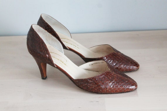 Vintage 1940's Gina London Designer Brown Snakeski