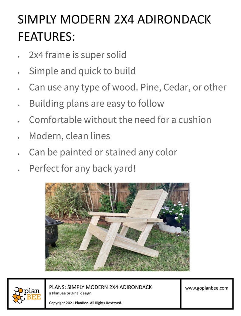 Easy Modern Adirondack Chair 2x4 Simple DIY Build Digital Plans image 3