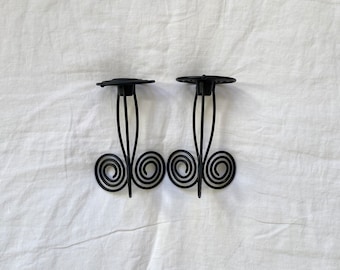 Black metal spiral candle holders