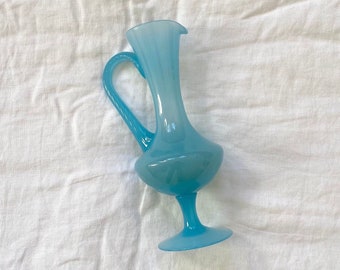 Vintage blue opaline glass vase