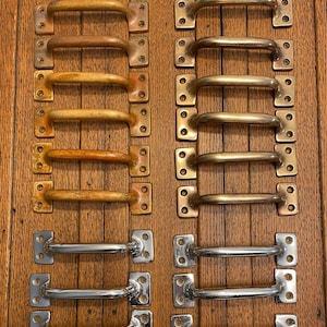 Antique cast brass window lifts, large scale - chrome, polished brass, or original patina