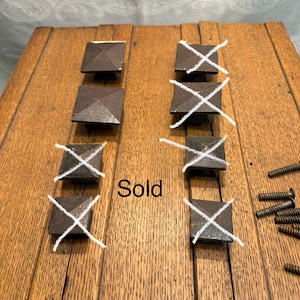 Mission square oak knobs, selling as groups of 2 - antique cabinet furniture hardware
