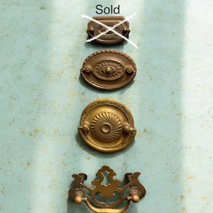 Small cabinet bale pulls, steel and brass, selling individually - antique furniture hardware