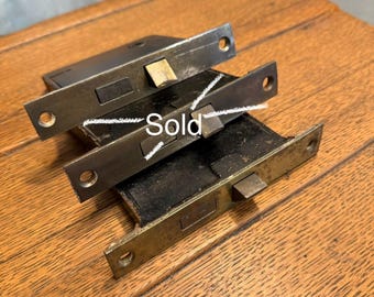Mortise locks, 2-3/8” backset, 5-1/4” faceplate, cleaned, selling individually -antique door hardware