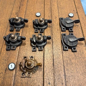 Ornate cast iron sash locks, 3 styles selling individually - antique window hardware