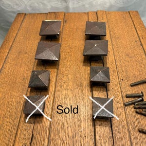 Mission square oak knobs, 2 sizes, selling as groups of 2 - antique cabinet furniture hardware