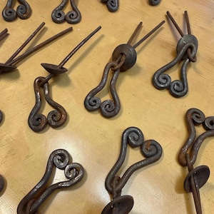 Primitive pendant pulls with wire fasteners, selling individually, unknown vintage - cabinet hardware