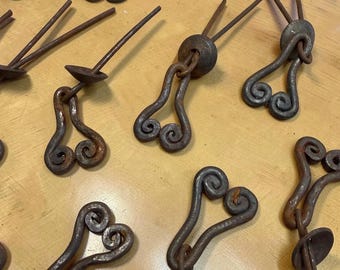 Primitive pendant pulls with wire fasteners, selling individually, unknown vintage - cabinet hardware