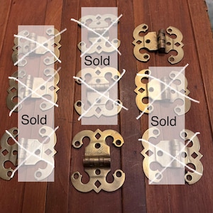 Icebox hinges, brass, 3” tall with 5/16” offset, 9 available, selling individually - antique hardware