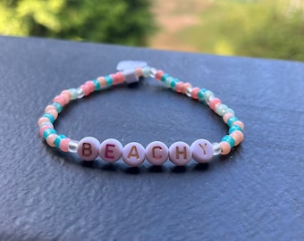 Beachy Seed Bead Bracelet ~summer~ ~beach~ ~coral~ ~blue~