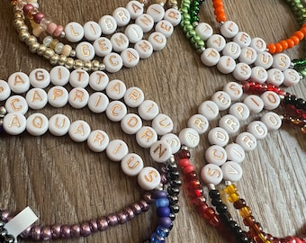 Zodiac Power Color Stretch Seed Bead Bracelet *astrology*