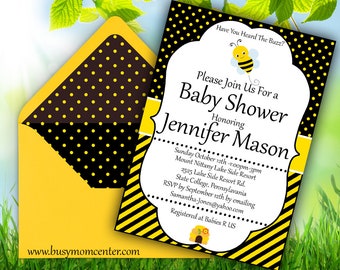Baby Shower Invitation - Bumble Bee Theme -  EDITABLE Baby Shower Invitation
