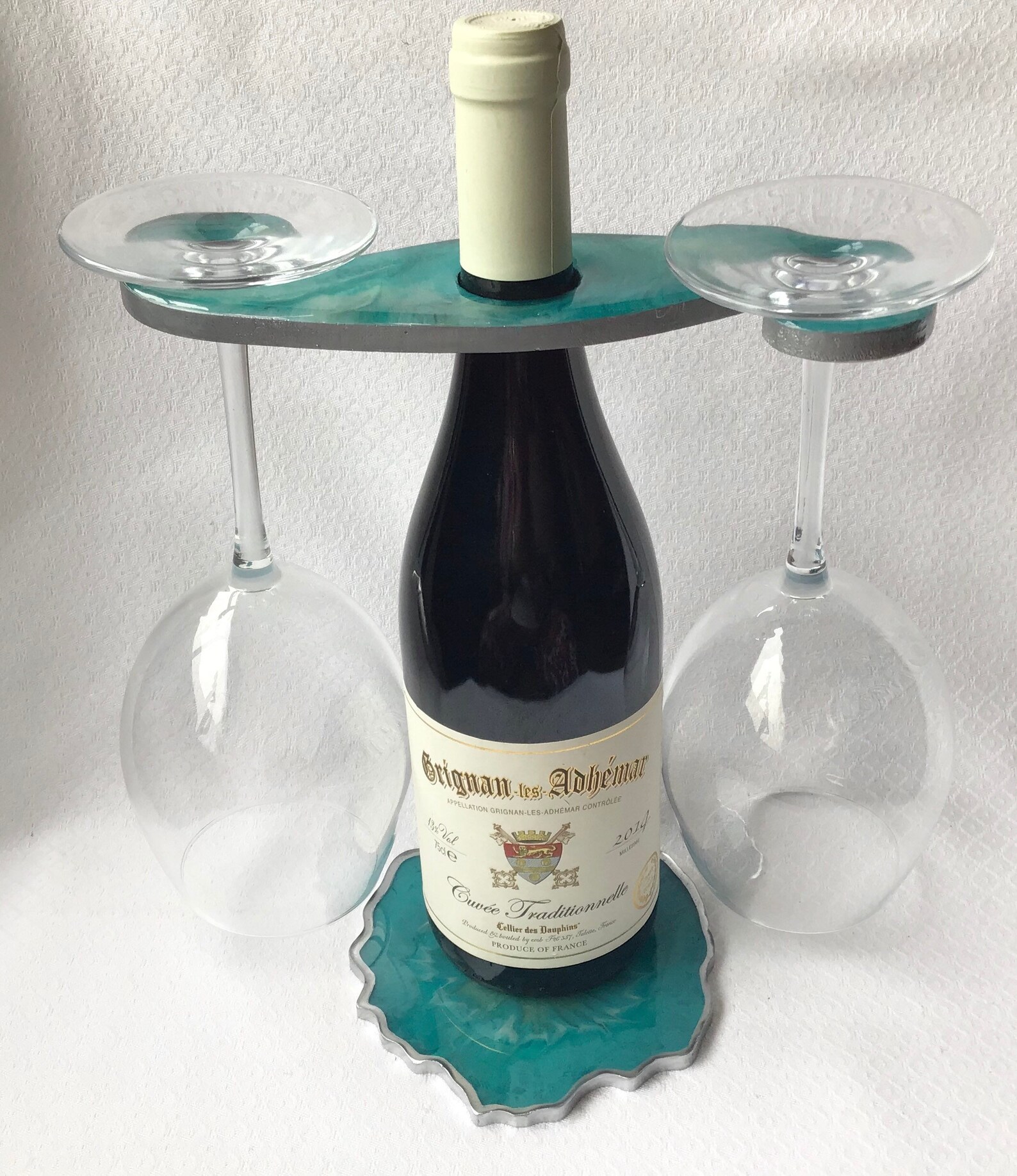 Resin wine butler and coaster set/ 2 piece/ turquoise. Etsy