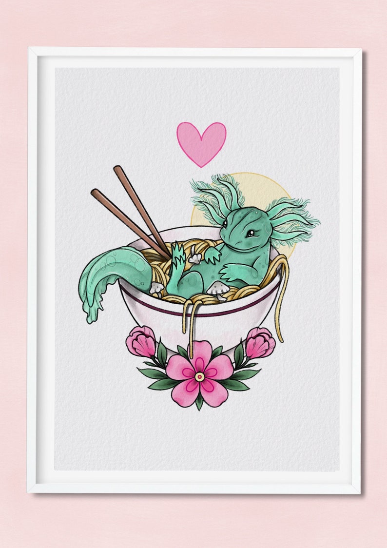 High Quality Print Mint Green Axolotl Art Collectibles Giclee Vadel Com