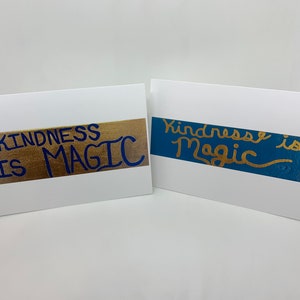 5x7, tarjetas, conjuntos, dos opciones, empaquetado, idéntico, la bondad es mágica, verde azulado, oro, afirmaciones, saludos, correo postal, impresiones artísticas