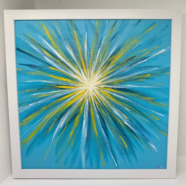 Abstract Art White and Yellow Etsy