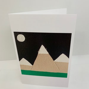 4x6, tarjetas, Set of Four, idéntico, empaquetado, en blanco por dentro, cielo nocturno, montañas, gorro de nieve, tienda Art by Carole, tarjetas de naturaleza, impresiones artísticas
