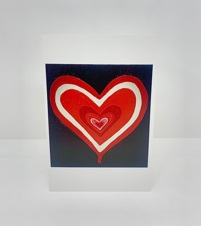 blank Set of Four snail mail red white Abstract hearts love art by Carole cards 4x6 Galentines Valentines identical black