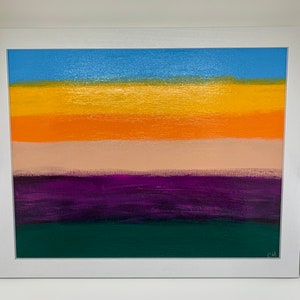 Original artwork, framed, canvas, acrylic paint, art by carole, abstract, wall art, colorful, rainbow, sunrise, sunset, beach, ocean, art