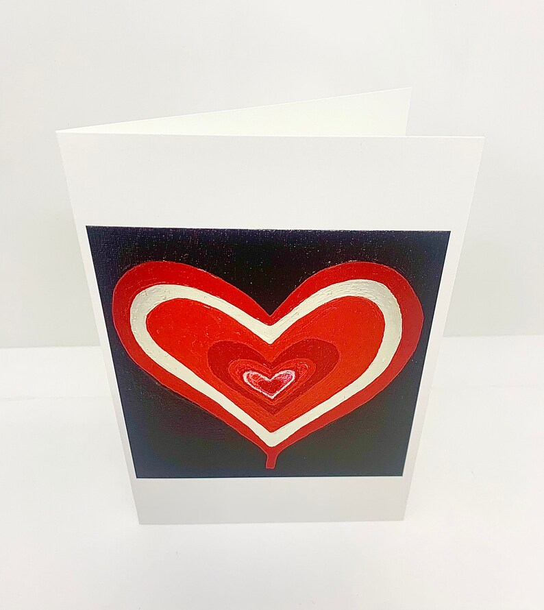 blank Set of Four snail mail red white Abstract hearts love art by Carole cards 4x6 Galentines Valentines identical black