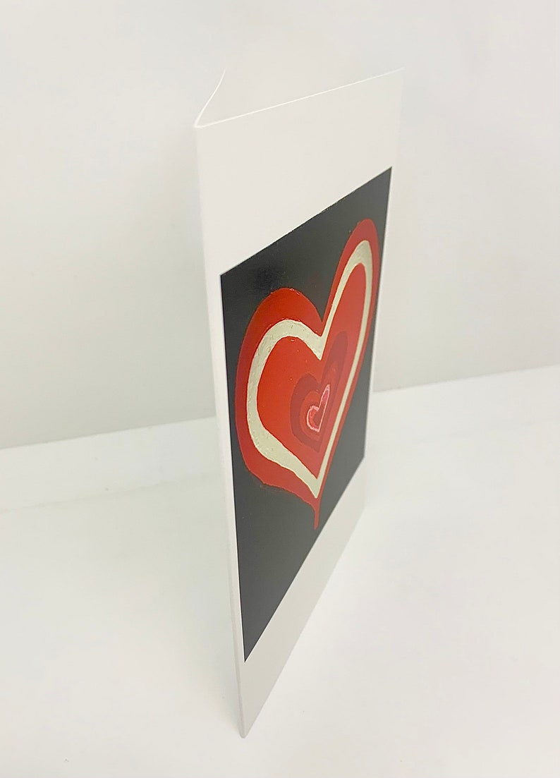 blank Set of Four snail mail red white Abstract hearts love art by Carole cards 4x6 Galentines Valentines identical black