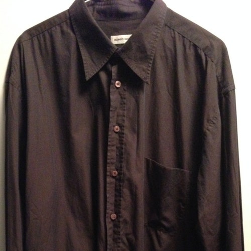 ROMEO GIGLI Rare Vintage Shirt for Man, in pure cotton, size L, brown and purple color, very good condition, minimal look, made in italy shops