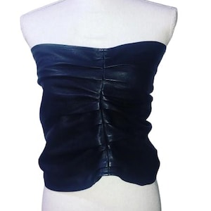 MARTIN MARGIELA 2001 Black Leather Bustier / Belt, size L Curly Motif #rare #realmargiela #leather #zip