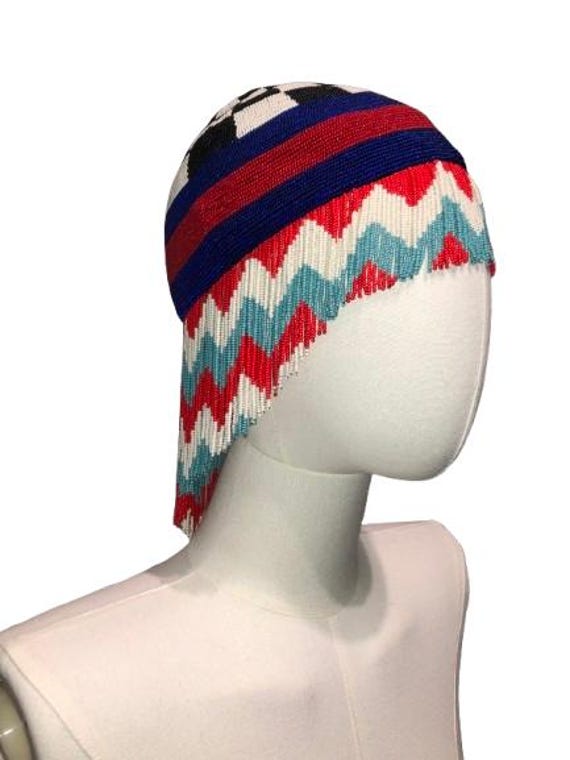 GUCCI Hand-Made Multi-Coloured Beads Headpiece with Tassels / Fringe One Size #GUCCI #Alessandro Michele #Rare #Headpiece #Beads