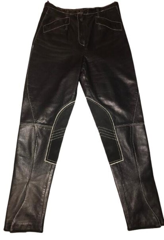JEAN PAUL GAULTIER 1991 Black Leather Horsewoman Pants, size 44 Ita, sold on "Galerie Rue Vivienne" #rare #iconic #gaultier #musthave