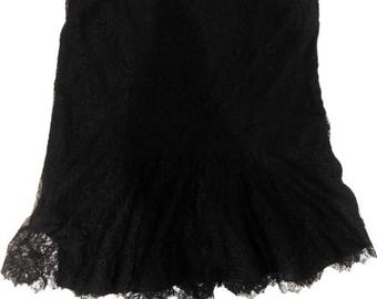 JOHN GALLIANO S/S 2006 Black Lace Embellished Midi Skirt Size XL #JohnGalliano #Rare #Vintage #Doubled #Draped #zipped