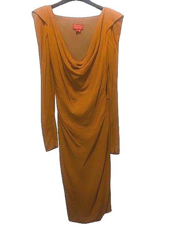VIVIENNE WESTWOOD Turmeric Yellow Draped Zipped Dress size 38 ITA #viviennewestwood #drapes #Xs