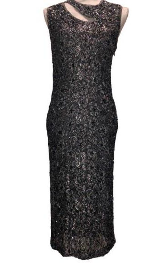 ALEXANDER McQUEEN 1996 "DANTE" Collection Full Hand - Made Embroidery Lace Dress Size 42 ITA with Open Shoulder and Slit #alexandermcqueen