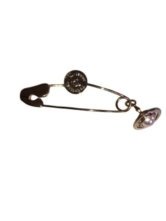 VIVIENNE WESTWOOD Iconic "Kate" Mouth Pin Re-Edition in Golden Metal and Embellished Pendant Orb with Crystals #Mouthpin #punk #glam #kate