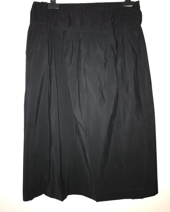 JIL SANDER Black Polyester Pleated midi Skirt with reliefs Stitches on end. size 44 ita mint condition #minimalism #yamamoto #miyake
