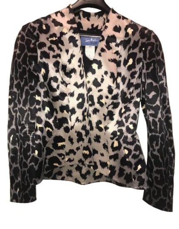 THIERRY MUGLER COUTURE Paris Animalier Print Rare Jacket, in three different tones of Grey, tiny waist, very complex construction size 42