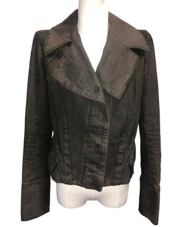 JOHN GALLIANO Coated Denim Piratesque Embellished Jacket Size FR 40 #JohnGalliano #rare #Vintage #Denim #Pleats