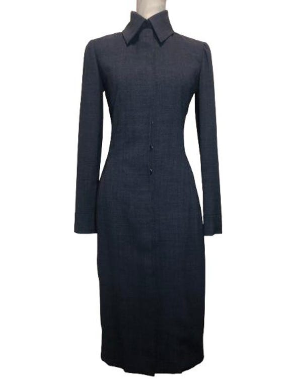 GIVENCHY Couture by Alexander McQueen 1997 Gray Buttons Up Dress Size 42 ITA #Givenchy #Couture #AlexandeMcQueen #1997 #Grey #minimal