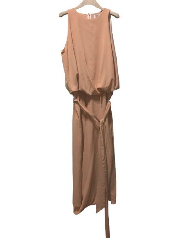 CHALAYAN Apricot Silk Overlapped Belted Maxi Dress with Doubled Opened Backside Size 42 ITA #HusseinChalayan #maxidress #minimalism #Silk