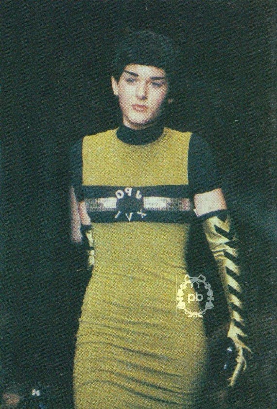 JEAN PAUL GAULTIER pour Equator 1986 Bodycon Embellished Dress size 42 Ita in dark blue and black #jeanpaulgaultier #equator #rare #80's
