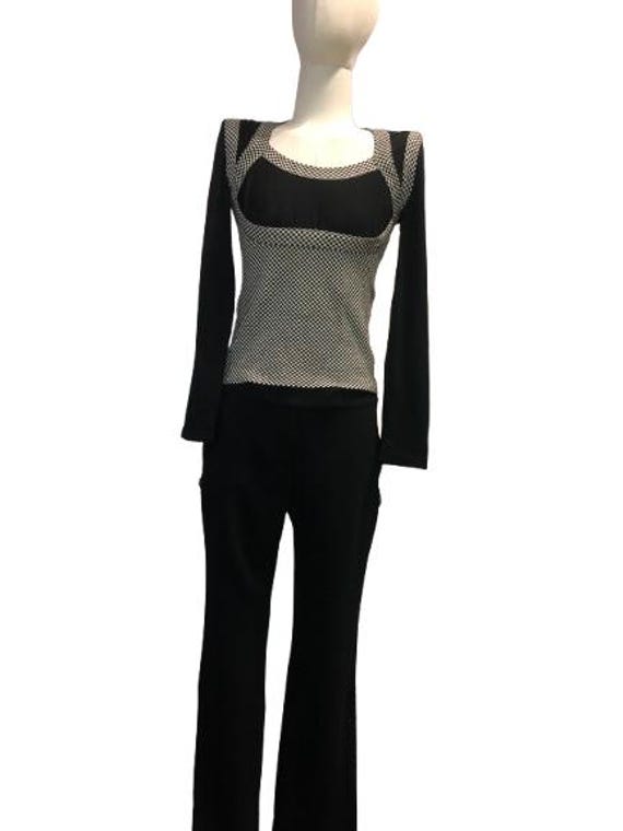 ALEXANDER McQUEEN F/W 2003 "Scanners" Collection Iconic Pants Suit with Checked Motif Size M #AlexanderMcQueen #Trousers #Top #sweater