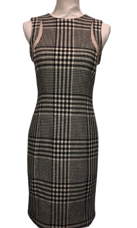 VERSACE Black and White Pied de Poule Wool Dress with Transparent Inserts Size ITA 40 #gianniversace #versace #vintage #rare