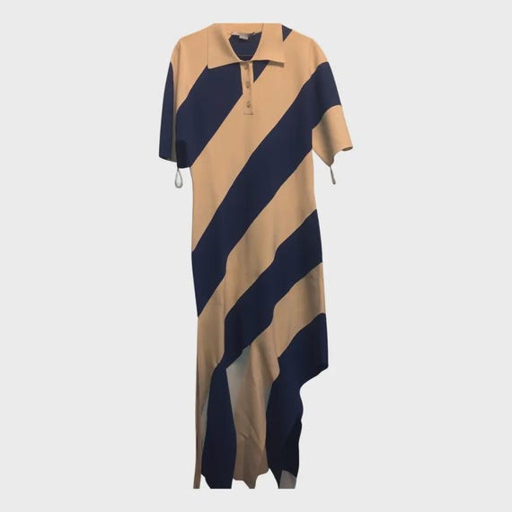 STELLA McCARTNEY Bicolor Stitched Stripes Dress Size 44 ITA in Blue and Beige Colors #stellamccartney #avantgarde #minimalism