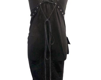 CHRISTIAN DIOR Boutique by John Galliano Black Bondage Dress Size 38 FR #Rare #AvantGarde #2ky #Bodycon #Fetish #Corset #Laces
