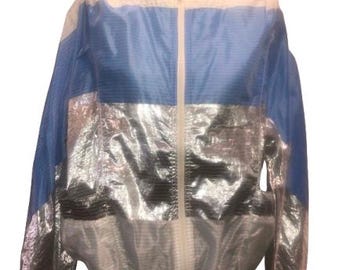 CINZIA RUGGERI Archivierter 80er-Jahre-Bomber / Windschutz in 3 gestreiften Farben #Rare #italian #avantgarde #futuristic #cinziaruggeri #iconic #44ita
