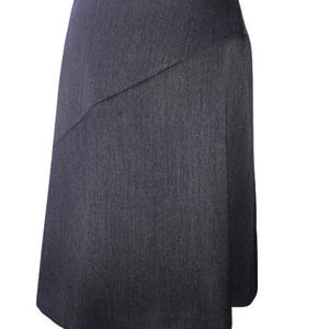 HUSSEIN CHALAYAN Gray Wool Geometrical Cut Skirt with particular Short Split Size M #Chalayan #minimalism #architecturial
