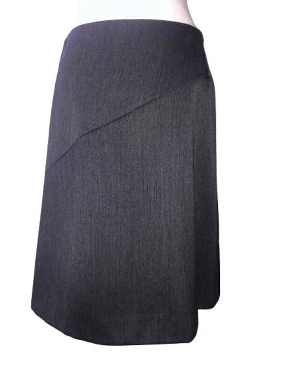 HUSSEIN CHALAYAN Gray Wool Geometrical Cut Skirt with particular Short Split Size M #Chalayan #minimalism #architecturial