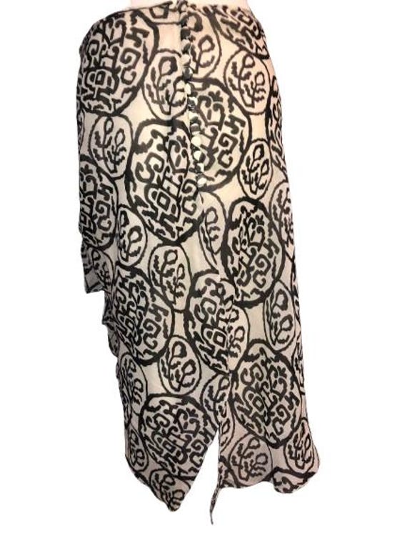 JOHN GALLIANO Pure Silk Printed Asymmetric Skirt with Ribbon Drapery on the Side. Size 40 ITA #Rare #Vintage #silk #Draped #slit