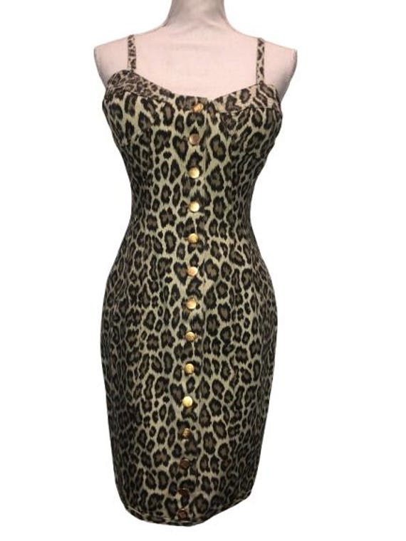JEAN PAUL GAULTIER Junior 1989 Laced Up Buttoned Corseted Dress size ita 44 aminalier printed denim #rare #gaultier #1989 #lecedup