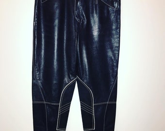 JEAN PAUL GAULTIER 1991 Schwarze Leder Pferdehose, Größe 44 Ita, verkauft auf "Galerie Rue Vivienne" #rare #iconic #gaultier #musthave